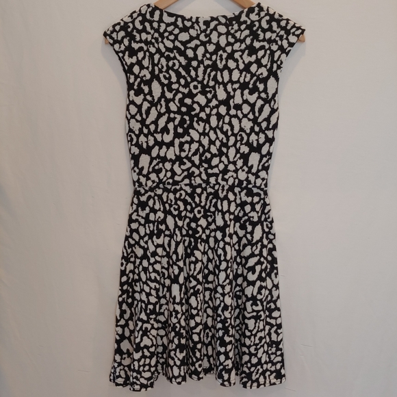 Aqua Black White Leopard Print Spotted Mini Dress - Picture 4 of 7